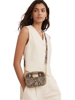Michael Kors Snake Print Crossbody Bag with Gold Accents